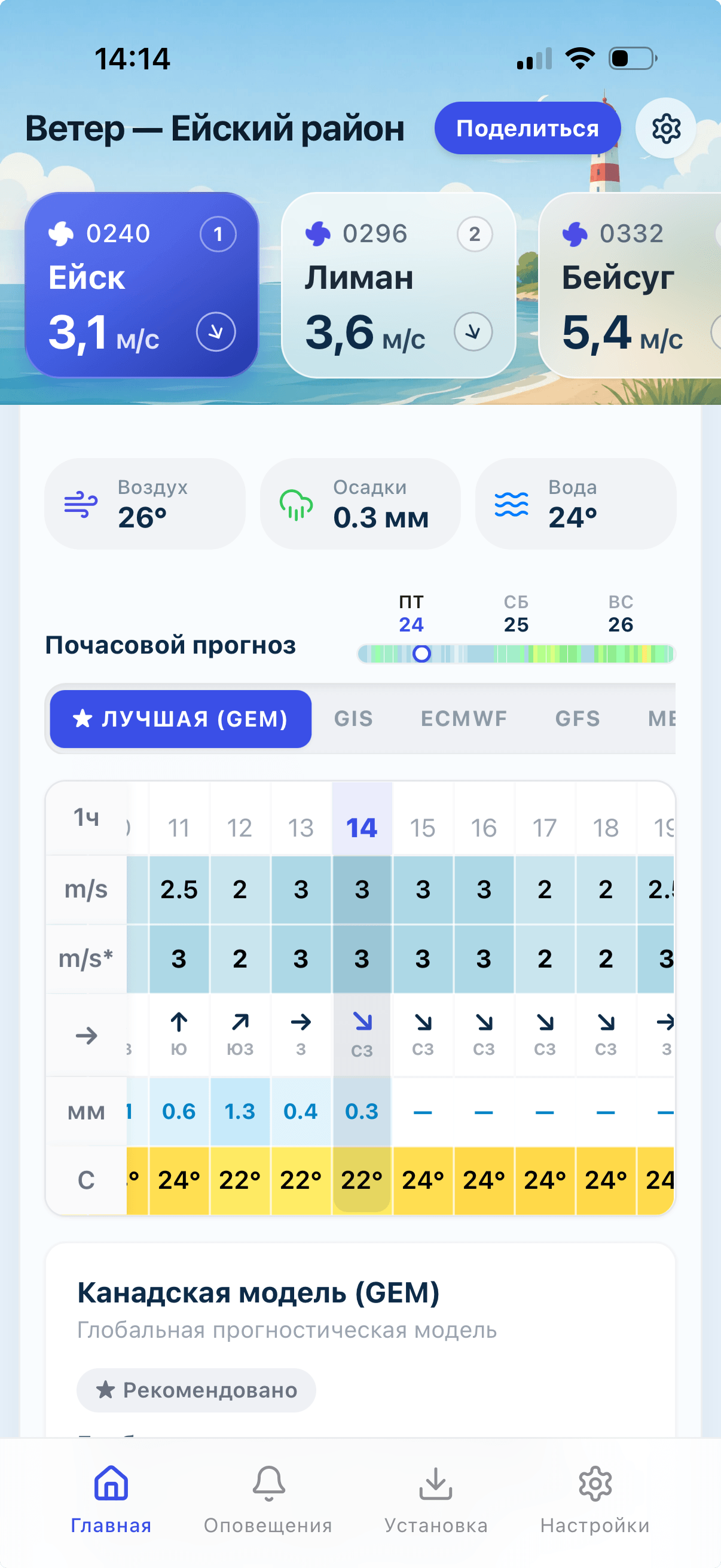 Скриншот приложения Ветер Ейский район